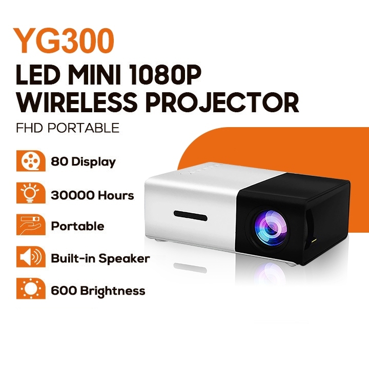 YG300 โปรเจคเตอร์ โปรเจคเตอร์มินิ Mini Projector 1080P HD ความละเอียดสูง รองรับการแชร์จอมือถือ ลำโพง