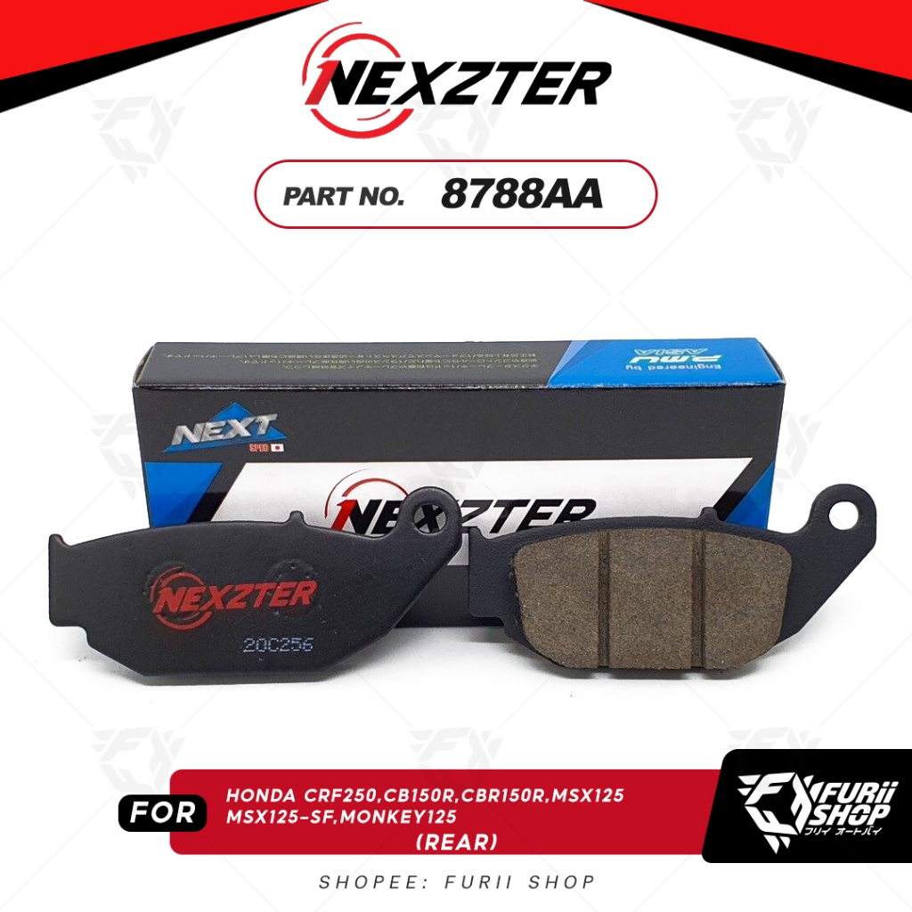 ผ้าเบรกหลัง NEXZTER 8788AA FOR Honda Crf250,Cb150r,CBR150r,Msx125,M sx125-sf,Monkey125