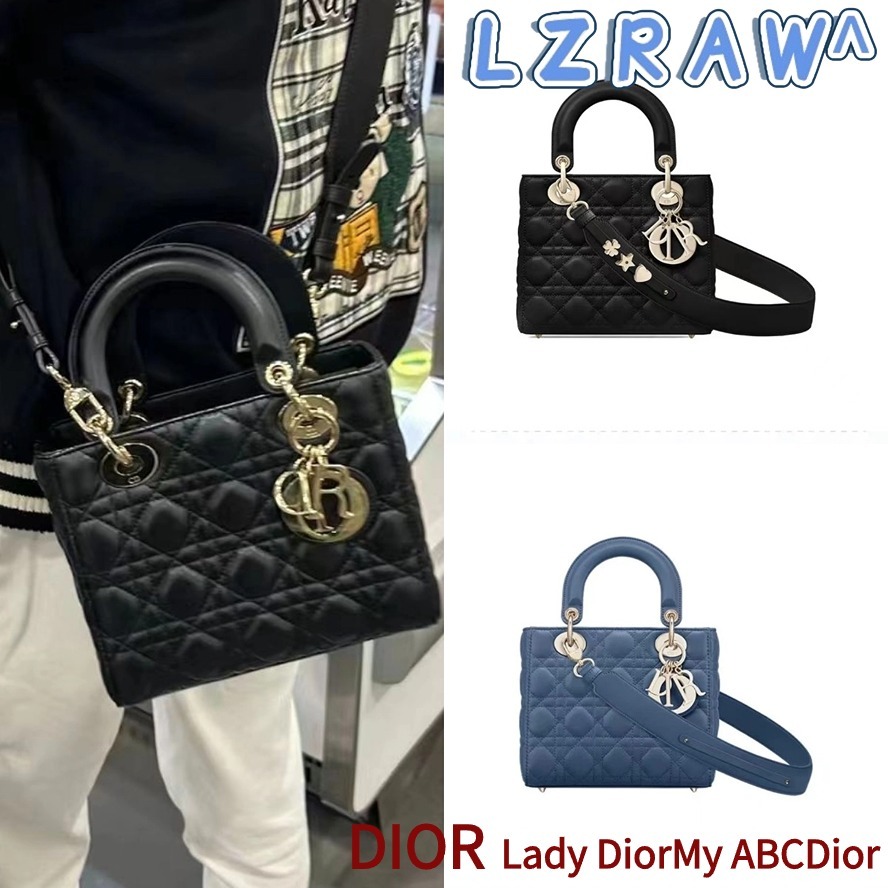 DIOR Lady DiorMy ABCDior four grid/cannage shoulder strap/sheepskin/shoulder bag/crossbody bag/กระเป๋าถือ/สไตล์ผู้หญิง