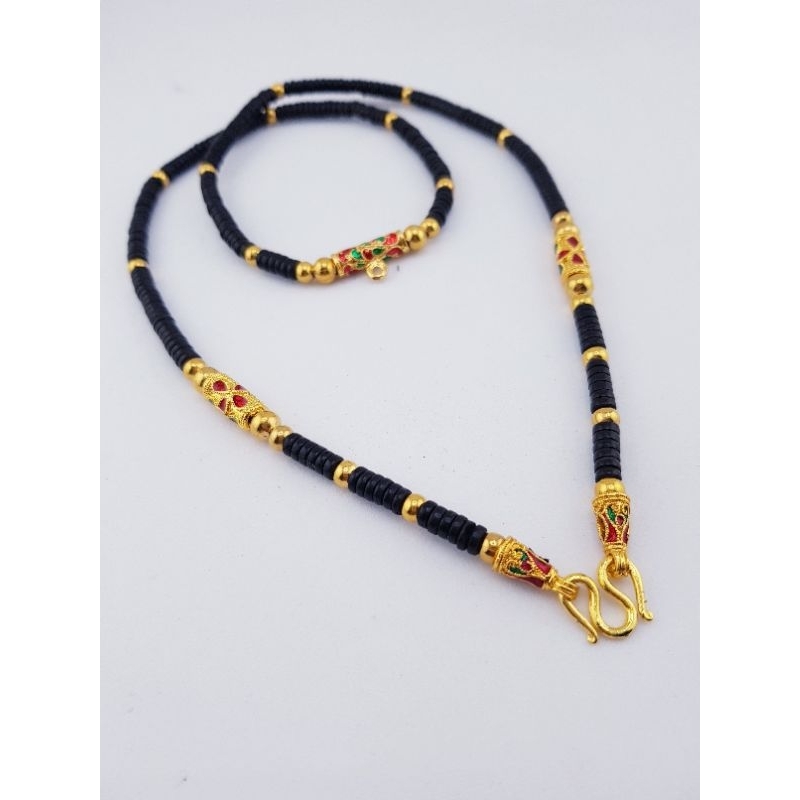 สร้อยกะลาแต่งอะไหล่ไมคอนลงยาคั้นเม็ดทองเลเซอร์สวยงามสำหรับห้อยพระคู่บารมี - รูปที่ 3