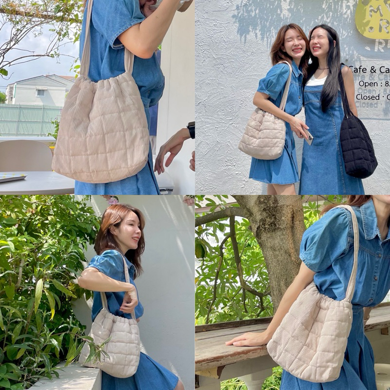 Dumpling corduroy mini bag 🥟 กระเป๋าทรงเกี๊ยว ไซส์มินิ สะพายไหล่ ผ้าลูกฟูกบุฟองน้ำ 6 สี made in Thailand พร้อมส่ง