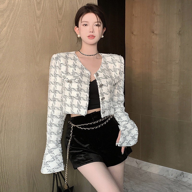 suysuy พร้อมส่ง เสื้อคลุม แขนยาว ไหมพรม ผ้าทวิต กระดุม รูปหัวใจ กระเป๋าหน้า ใช้งานได้จริง สไตล์ เกาหลี