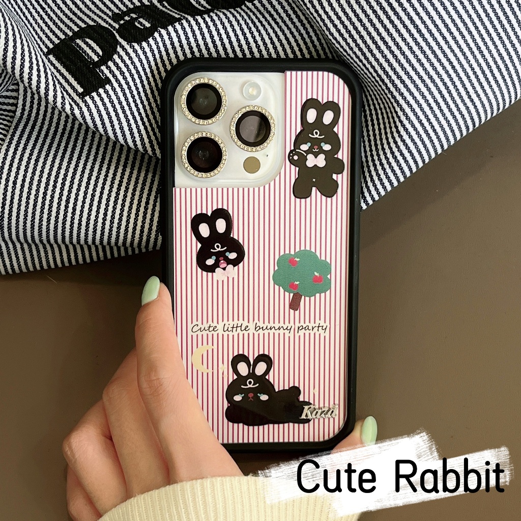 NEW เคสไอโฟน 15 14 13 12 Pro Max เคส for เคสไอโฟน13 แถบ กระต่าย น่ารัก พกง่ายๆ การป้องกันการตก Case
