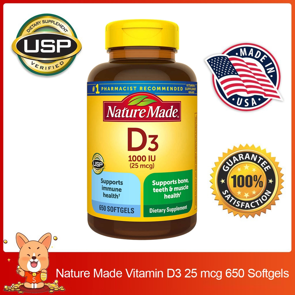 (Exp.07/2026)Nature Made Vitamin D3 25 mcg., 650 Softgels