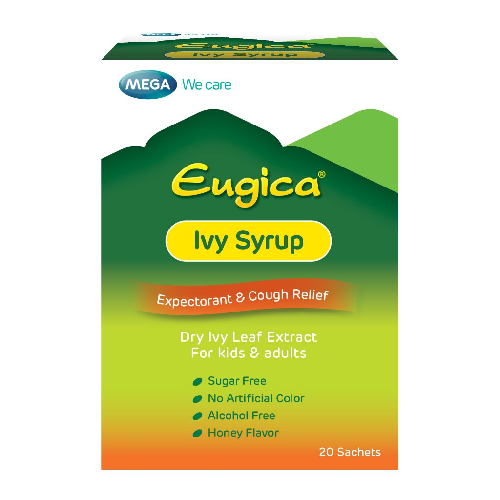 MEGA We care เมก้าวีแคร์ Eugica Ivy Syrup ยูจิก้า ไอวี่ ไซรัป แบบซอง ( 20 ซอง )