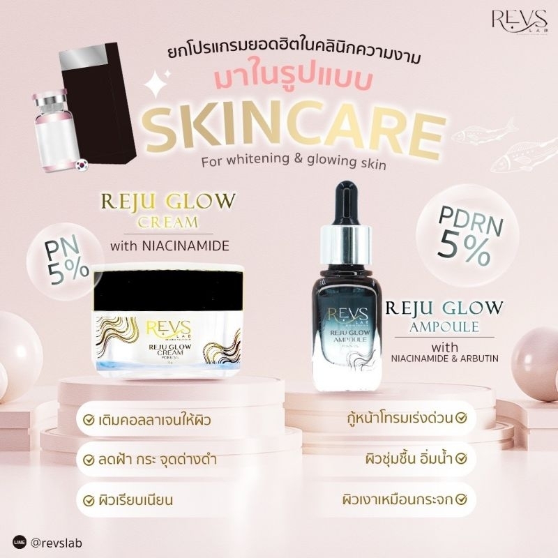 SET REJU GLOW X2 (Reju Glow Concentrate Ampoule + Cream) บูสผิวฉ่ำวาว ผิวกระจก หน้าใส ลดฝ้า กระ