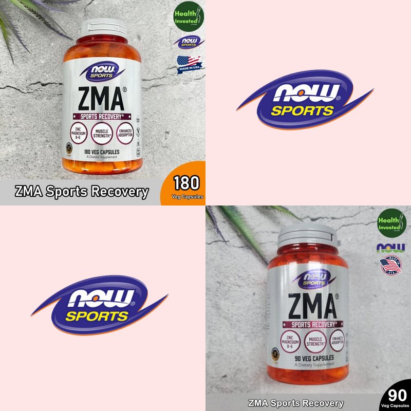 <NOW Sports> ZMA Sports Recovery B-6 Zinc Magnesium 90 or 180 Veg Capsules วิตามินบี 6 ซิงค์ แมกนีเซ