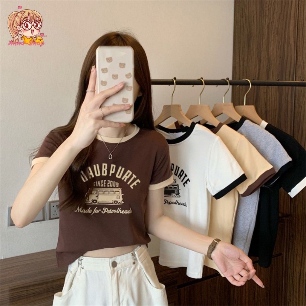 Anna shop เสื้อวินเทจ สไตล์เกาหลี เสื้อแฟชั่นผู้หญิง ใส่เท่ห์ๆ สุดฮิต ผ้านิ่ม สกรีนลาย พร้อมส่ง TS1155