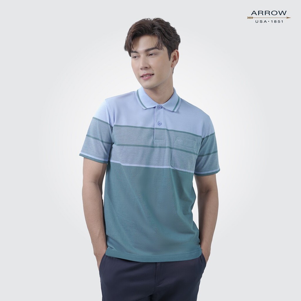 ARROW POLO เสื้อยืดโปโล ทรง COMFORT FIT ผ้าCotton 100% สีม่วงอ่อน MPCC555