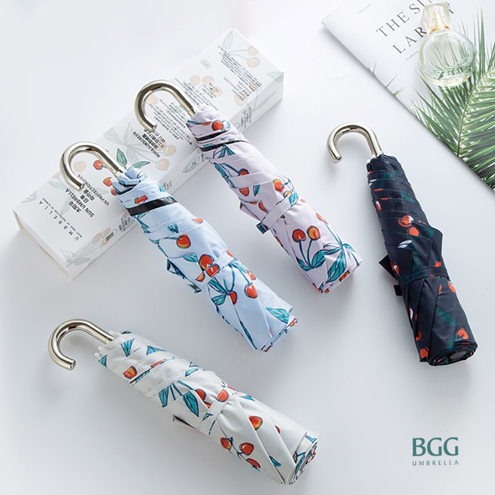 BGG 100% UV Cut Cherry Folding Umbrella ร่ม ร่มพับ กันแดด กันฝน กันยูวี100% เชอร์รี่ (FM1157)