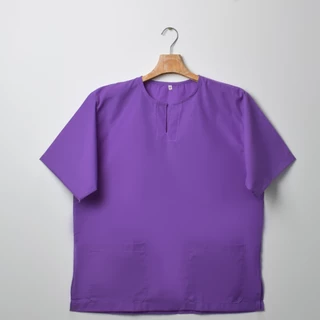 เสื้อนวด สปา สีพื้น แบบสวม คอเจาะ มีกระเป๋า 2 ข้าง ไซซ์ M–4XL ใส่สบาย 12 สี พร้อมส่ง ปลีก-ส่ง