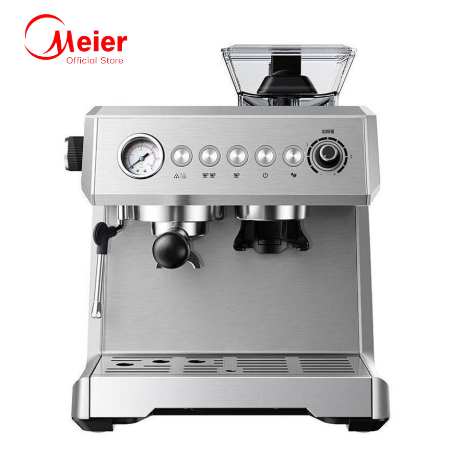 Meier เครื่องชงกาแฟ เครื่องทำกาแฟสด ทำฟองนม ชงชาได้ ถังใส่เมล็ดกาแฟทำมาจากสแตนเลสทนต่อการสึกหรอ Auto Coffee Machine