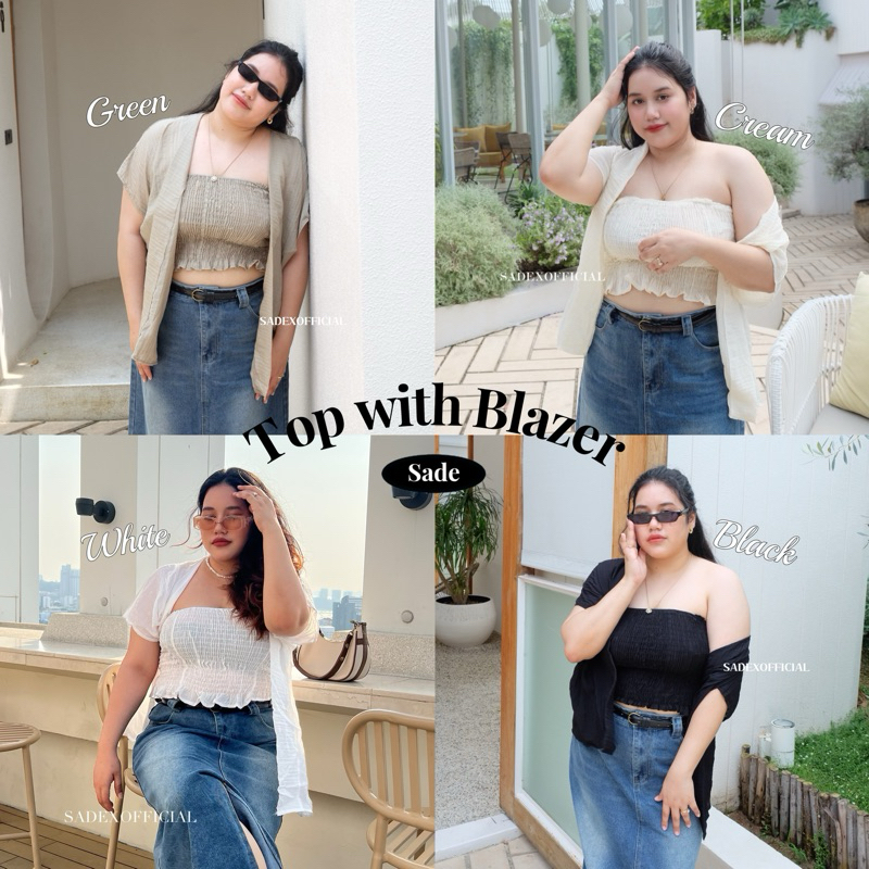 เซทเสื้อคลุมพร้อมเกาะอก (Blazer with crop top) มี 4 สี