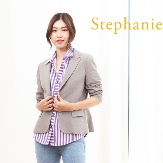 STEPHANIE Jacket เสื้อสูทสีเทาเขียว ใส่สบาย (OZ15GY)