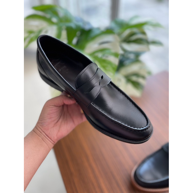 Penny Loafer พื้นไม้ รองเท้าคัชชูหนังวัวแท้ สไตล์เกาหลี มีไซส์ใหญ่ งานคนไทย เปลี่ยนไซส์ได้
