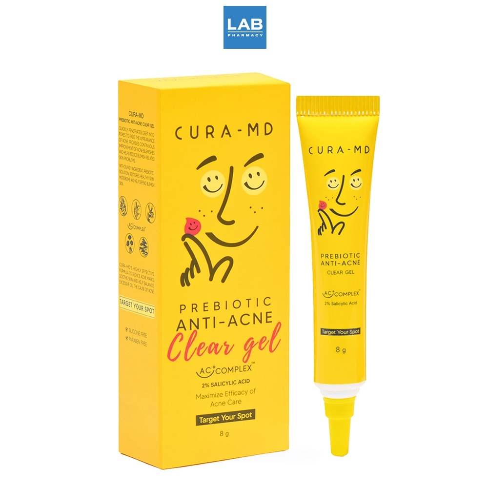 Cura-MD Prebiotic Anti-Acne Clear Gel 8 g. คูร่า-เอ็มดี เจลแต้มสิว พรีไบโอติก โดยไม่ทิ้งรอยคล้ำ 8 กรัม