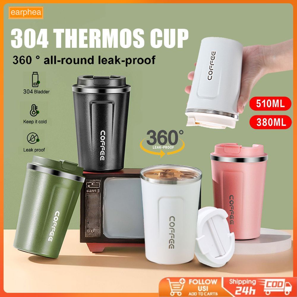 MULI แก้วเก็บความเย็น แก้วกาแฟ เก็บอุณภูมิร้อน - เย็นได้นาน 12 ชม. วางในรถได้ Stainless Tumbler