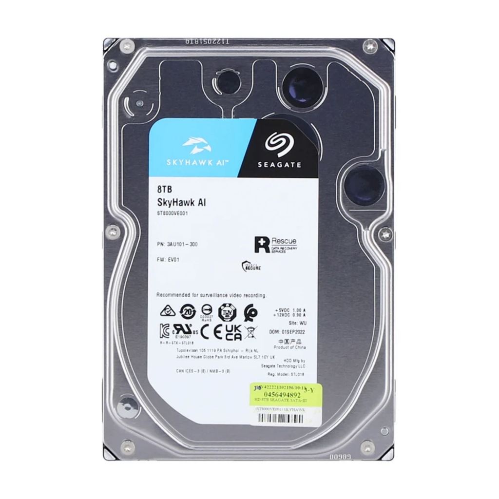 8 TB 3.5" HDD (ฮาร์ดดิสก์ 3.5") SEAGATE SKYHAWK AI - SATA3 (ST8000VE001)