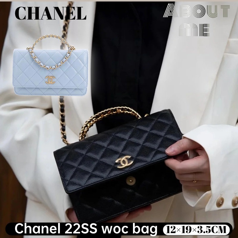 ชาแนล ✨Chanel 22S woc bag✨ AP2804 กระเป๋าโซ่หนังคาเวียร์