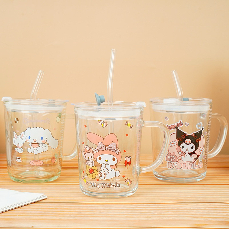 แก้วน้ำขนาดใหญ่ลายคิตตี้ซาริโอและมายเมโลดี้คุโรมิน่ารักพร้ รูปที่ 4