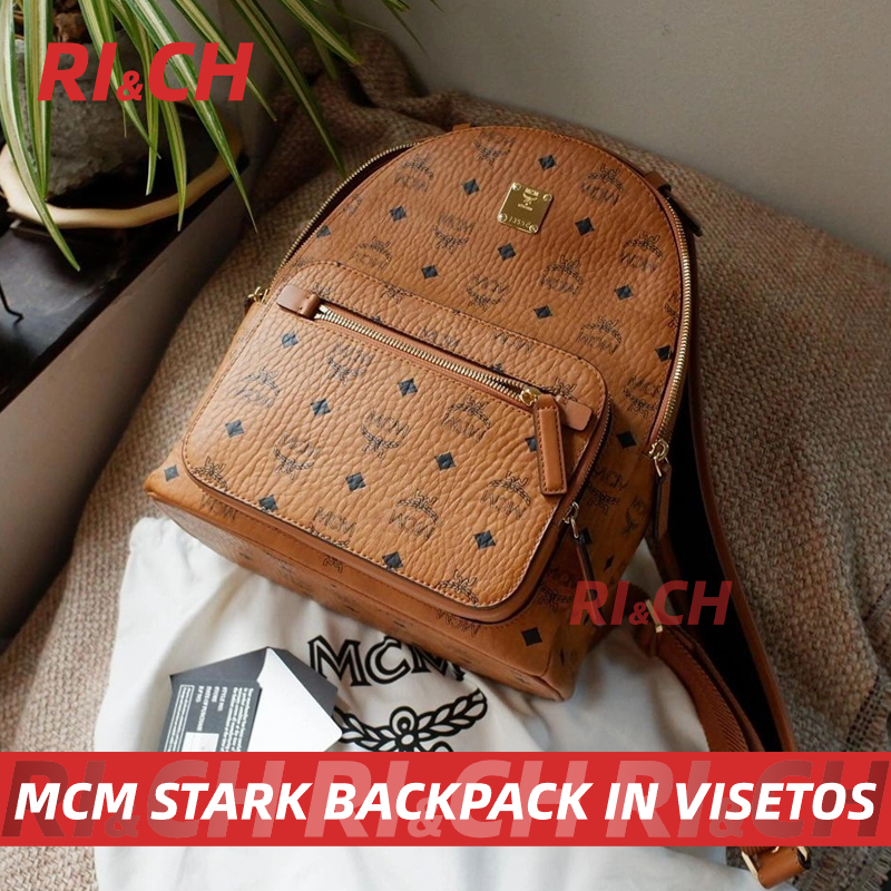 #Rich ราคาถูกที่สุดใน Shopee แท้💯MCM STARK BACKPACK IN VISETOS SMALL SIZE 33CM กระเป๋าเป้สะพายหลัง