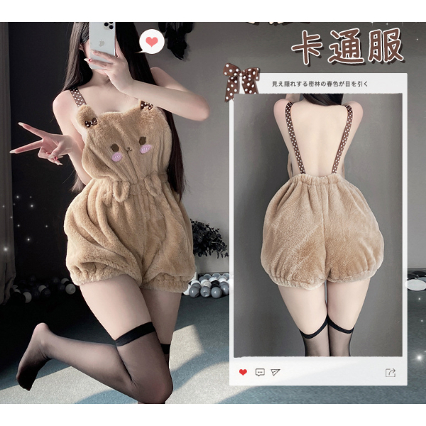 พร้อมส่งจากไทย ชุดนอน ผ้าขนนุ่ม ชุดนอนเอี้ยม หมีน้อย ชุดนอนเซ็กซี่ ชุดนอนการ์ตูน