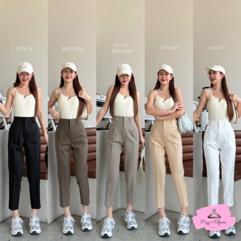 กางเกง 8 ส่วน ขากระบอกเล็ก หูใหญ่ ผ้าออสติน