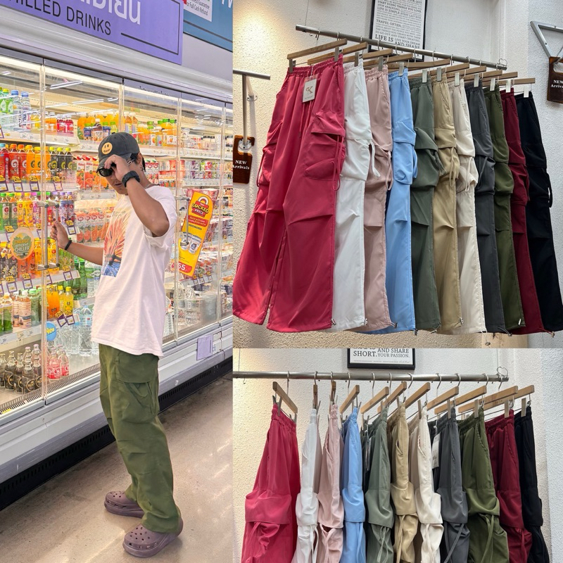 Gang_jeans #9217 กางเกงขายาวคาร์โก้ ทรงบอย ทรงช่าง