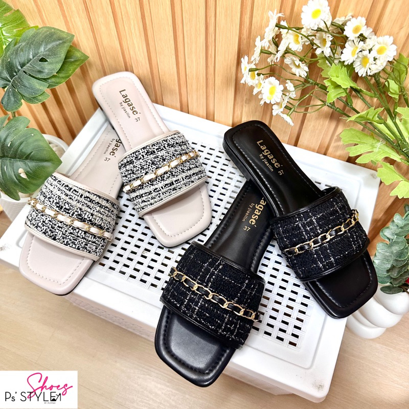 (12)รองเท้าแตะมาใหม่ รุ่นทวิตสายโซ่ พร้อมส่ง 4 สี (36-45)