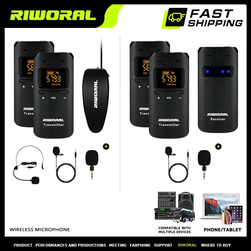 RIWORAL RC-88 ไมค์ ลอย ไร้ สาย เสียงที่ชัดเจน เคลื่อนไหว การบันทึก สัมภาษณ์ ไมโครโฟน สามารถเชื่อมต่อกับโทรศัพท์มือถือ กล