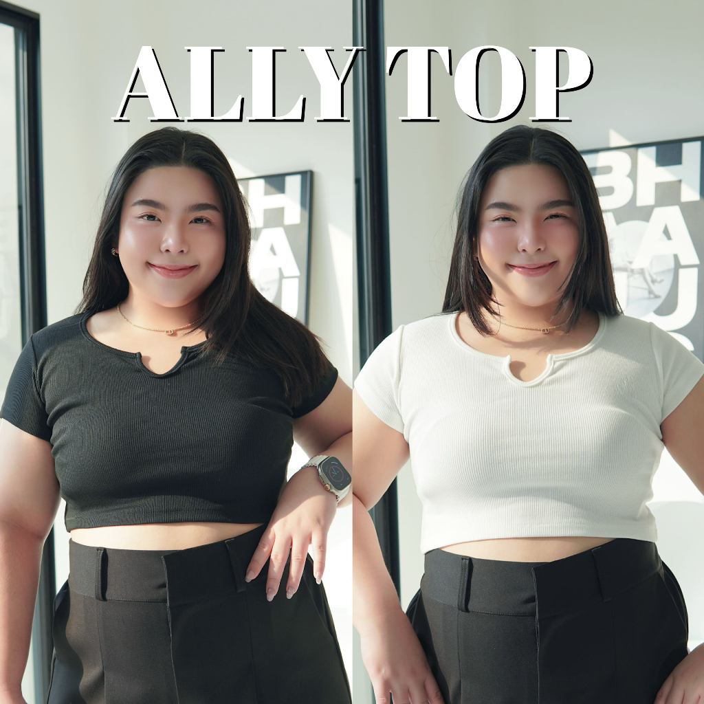 ALLY TOP เสื้อคอเปิดน่ารักไฮโซ