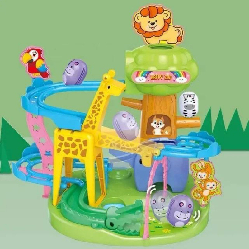 Kids Game Happy Playground Zoo  ของเล่นสวนสัตว์รางสไลด์ลูกตุ้มแม่เหล็กล้มลุก