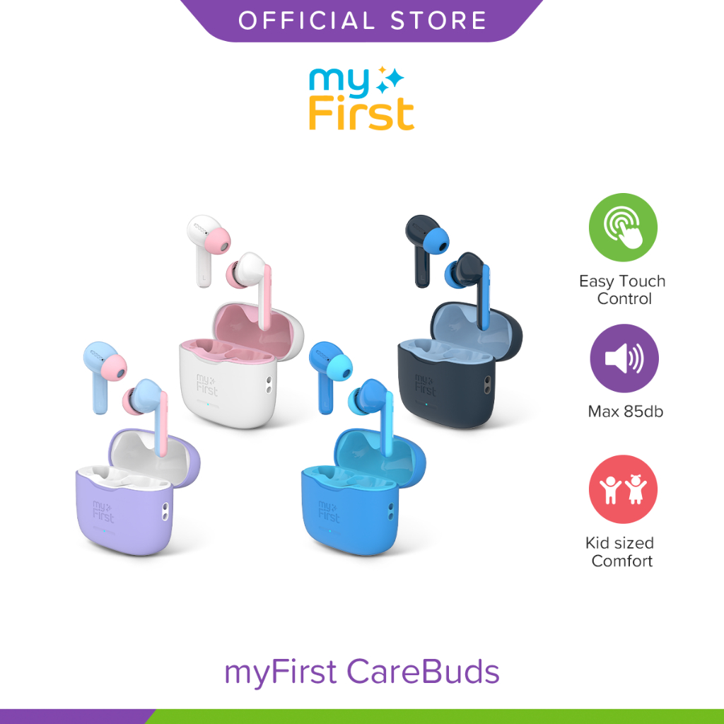 (รับประกัน1ปี) myFirst CareBuds หูฟังสำหรับเด็ก หูฟังบลูทูธไร้สายแบบ True Wireless Stereo สำหรับเด็กและผู้ใหญ่