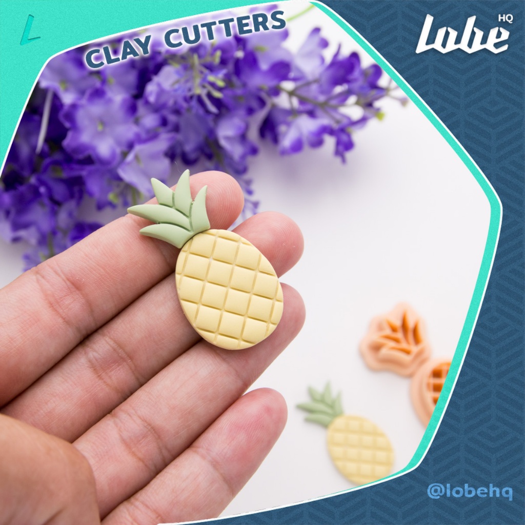 พิมพ์กดดินโพลิเมอร์รูปทรงสับปะรด A/ Pineapple A 2 Piece Polymer Clay Cutter by lobehq/ Clay Mold Tools