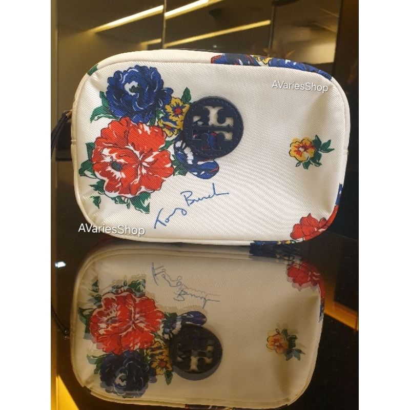 Tory Burch Nylon Printed Tea Rose Camera Crossbody Bag (ของแท้100%) ฟรีถุงกระดาษ Tory