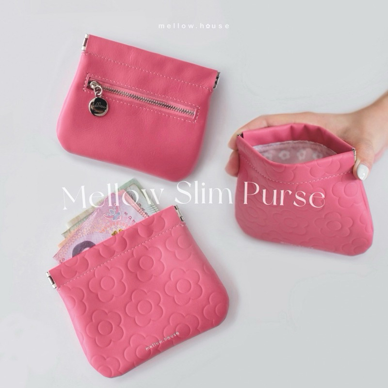 Mellow Slim Purse กระเป๋าสตางค์หนังแท้ปากบีบ