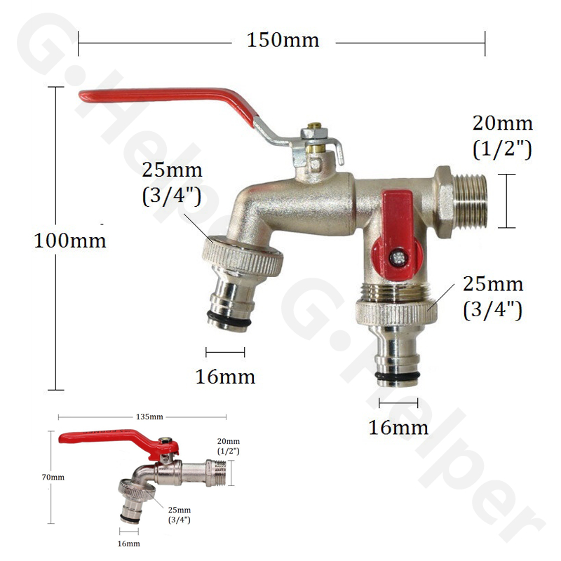 【จัดส่งฟรี】 ก๊อกสนามสองทาง 2วาล์ว ก๊อกสองทาง ขนาด 1/2 นิ้ว(4 หุน)ขายดี ใช้ดี ข้อต่อสวมเร็ว คอปเปอร