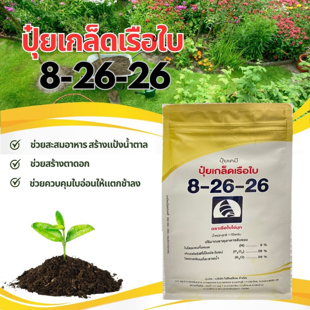 ปุ๋ยเกล็ด 8-26-26 ตราเรือใบไข่มุก💥 : ช่วยสะสมอาหาร บำรุงผล เพิ่มผลผลิต