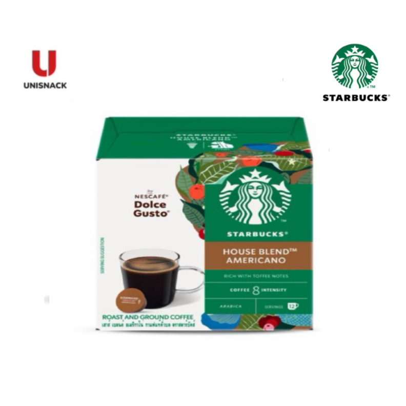 STARBUCKS BY NESCAFE DOLCE GUSTO House Blend Americano สตาร์บัค โดลเช่ กุสโต้ เกรนเด เฮาส์ เบลน(12แค