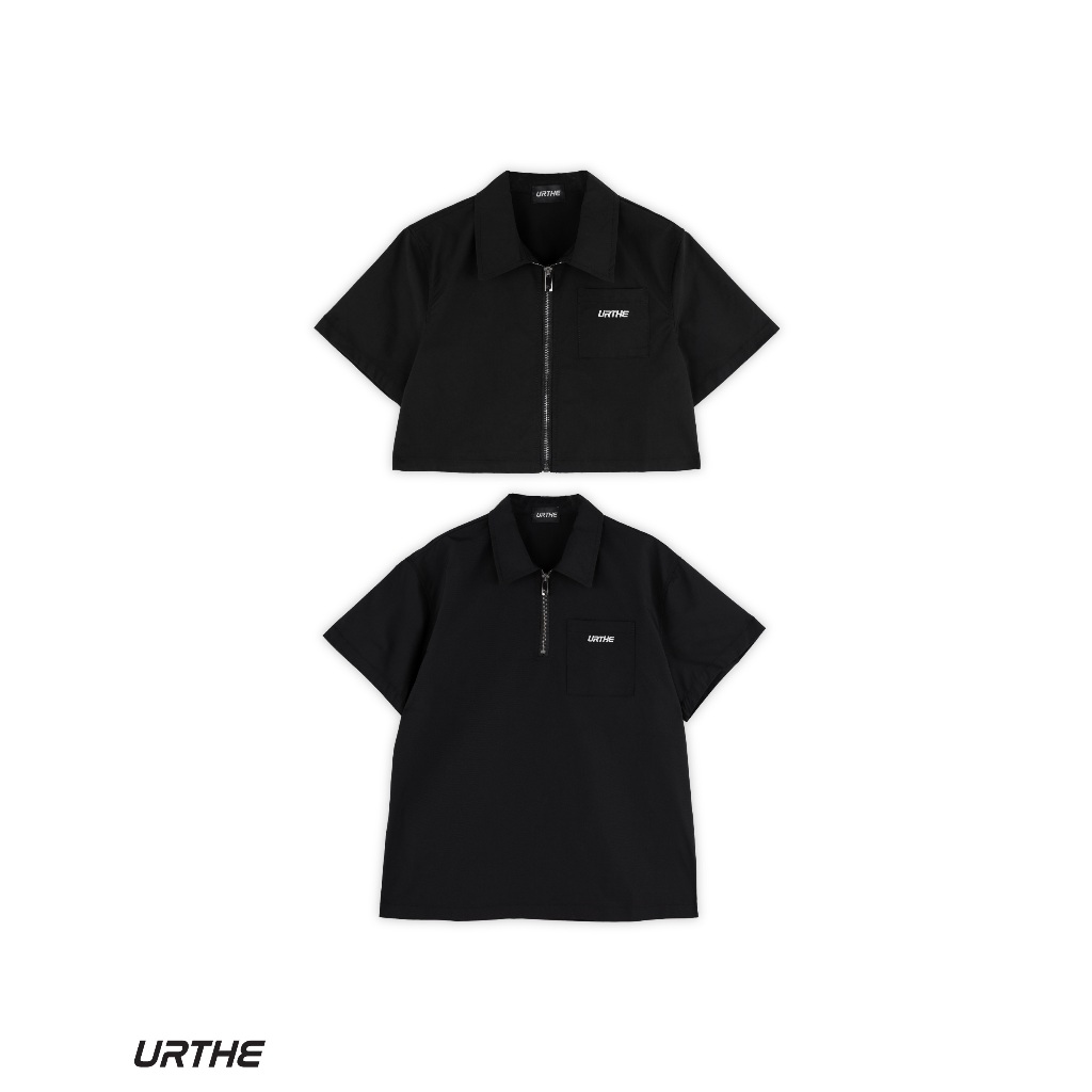 URTHE - เสื้อโปโล แขนสั้น ปักโลโก้ รุ่น ZIP POLO 2.0