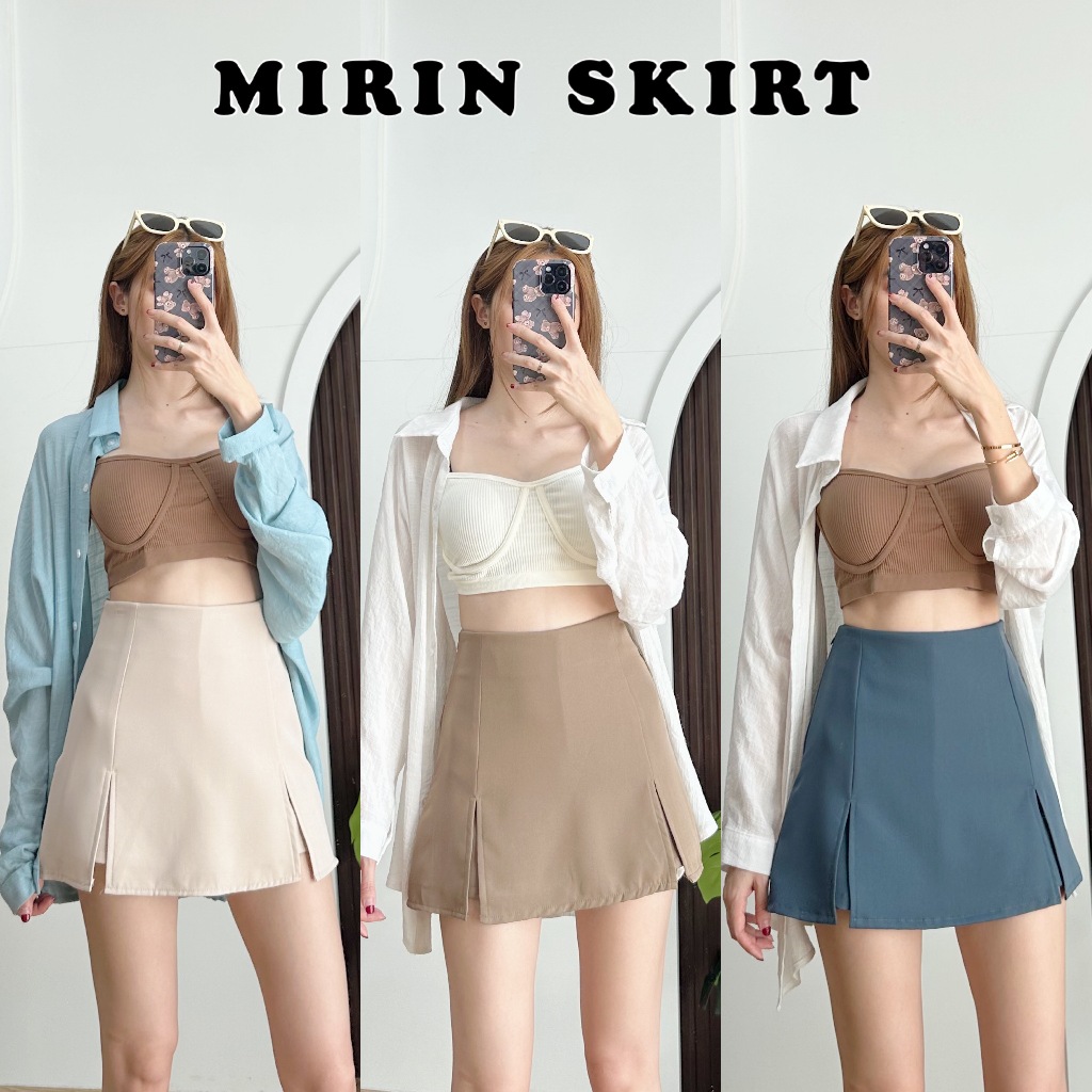 MIRIN SKIRT PANTS กางเกงกระโปรงผ่ารอบตัว ผ้าบาร์บี้เปเป้ ซิปข้าง