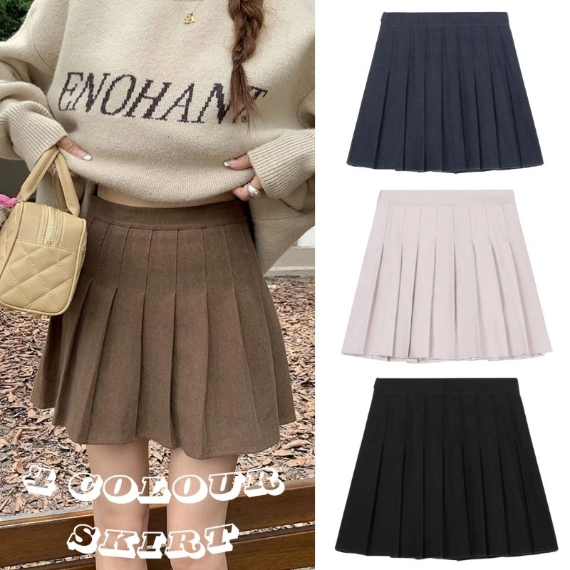 พร้อมส่ง5สี กระโปรงสั้นจับจีบทรงเทนนิส มีซับในกางเกง *ต้อง+1ไซส์นะคะ* (T245)