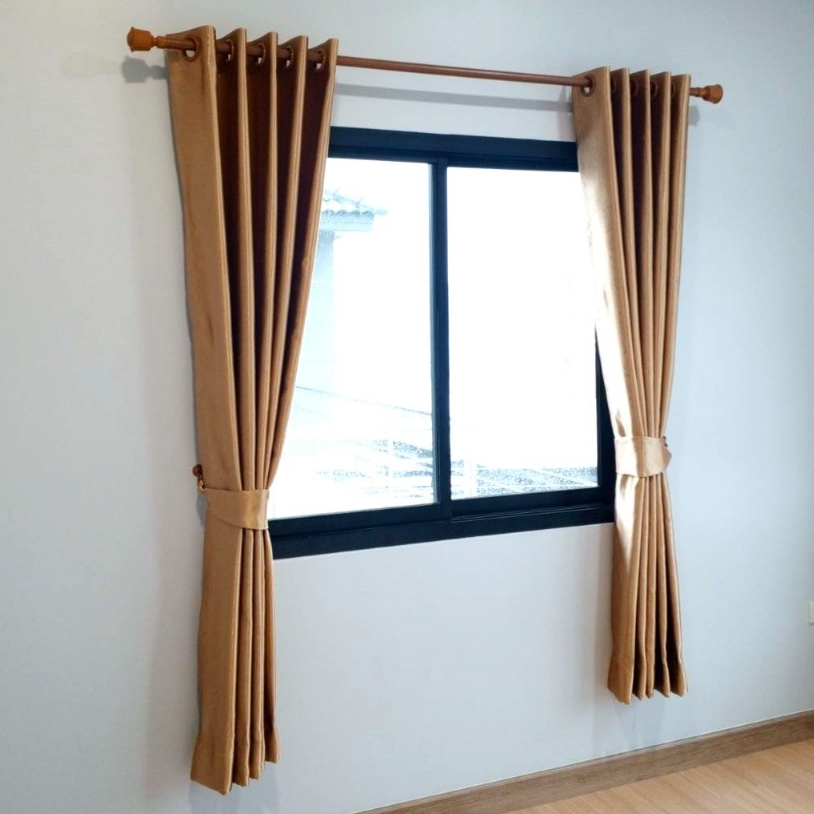 แนะนำ ผ้าม่าน ผ้าม่านหน้าต่าง สีทองเนื้อมันเงาอัดลาย ผ้าม่านไม่อมฝุ่น กันแสงแดดได้ 80% ราคาพิเศษ มีเก็บเงินปลายทาง