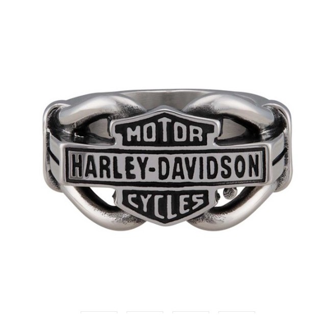 แหวน Harley-Davidson® Men's Vintage B&amp;S Hardware Ring Band - Stainless Steel, Silver HSR0080