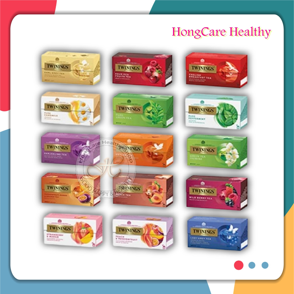 Twinings of London Black Tea Green Tea ชา ทไวนิงส์ ชนิดซอง (กล่องละ 25 ซอง) เลือกได้ 18 รส ชาขาว ชาดำ ชาเขียว ชาผลไม้