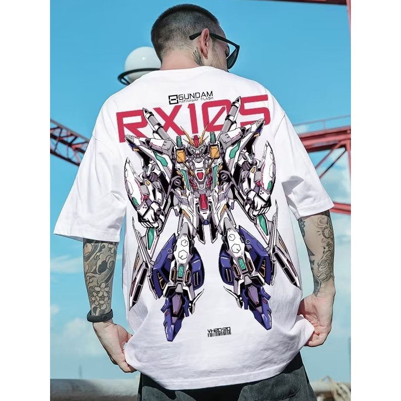 ✎✜♣อนิเมะ- Gundam RX105 Cauchy เสื้อยืดการ์ตูน Gundam Mecha Graphic Tee Unisex