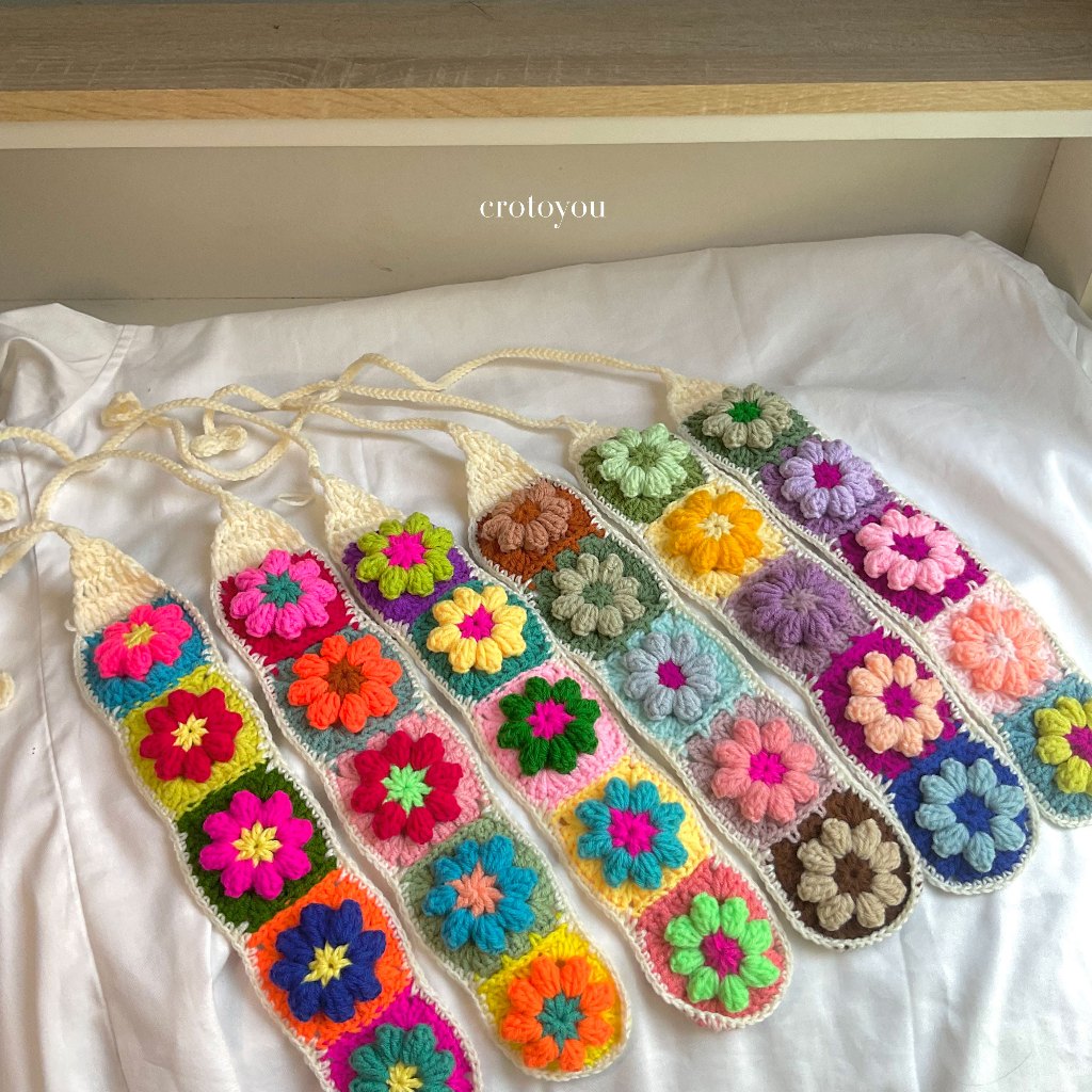 ที่คาดผมไหมพรมลายดอก (มีแบบละ1ชิ้น) ‎ꕤ flower crochet headband