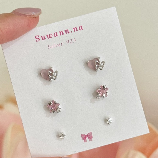 โค้ด Q2S3K ลด60.- [ราคาต่อเซต] Suwann.na ต่างหู ต่างหูเงินแท้ เซตดาว