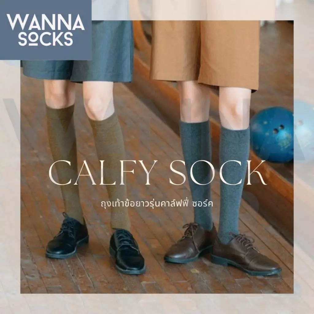 ส่งจากไทย!! ถุงเท้าข้อยาว CALFY SOCK สไตล์ญี่ปุ่น ผ้าฝ้าย ถุงน่อง สีพื้น สำหรับผู้หญิง C03