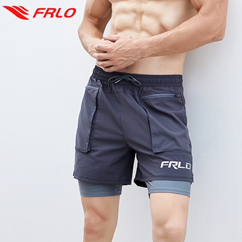 FRLO กางเกงขาสั้นกีฬา กางเกงว่ายน้ำชาย 28-52นิ้ว มีซับเลคกิ้ง มีกระเป๋าซิปทั้งสองด้าน แห้งเร็วที่มี
